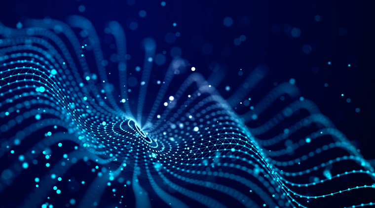 Abstract digital wave pattern in blue tones