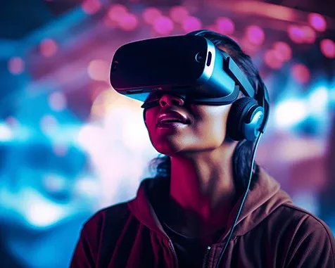A girl wearing a VR headset
