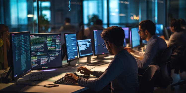 Group of professional focused on their computers