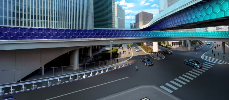 Street crossroad viewed from an overpass with surrounding high‑rise buildings, representing Cognizant as an AI Builder, powering AI‑led digital transformation