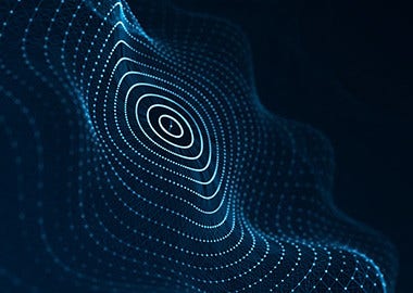 An abstract image of glowing circular lines against a black background