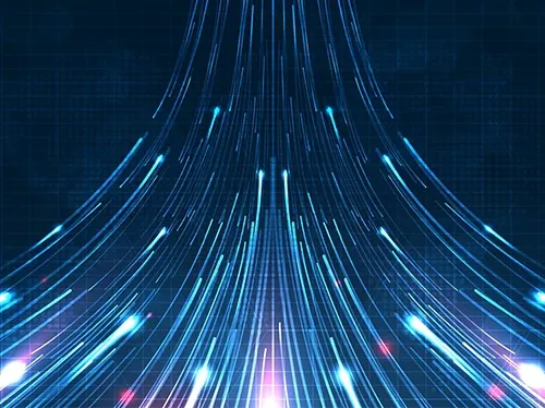 Teal colored graphic lines indicating speed
