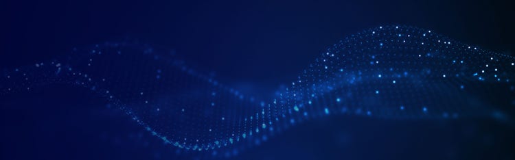 An abstract design of blue waves on a blue background