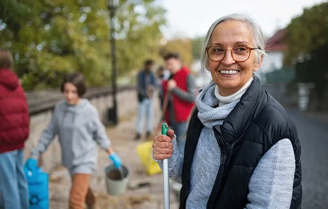 Elderly woman smiling at the camera