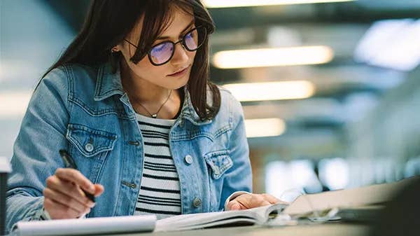 Female student studying