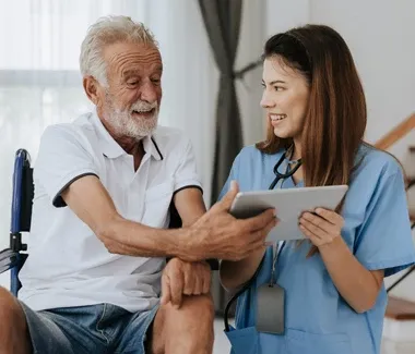 Healthcare provider providing health and wellness training to a patient