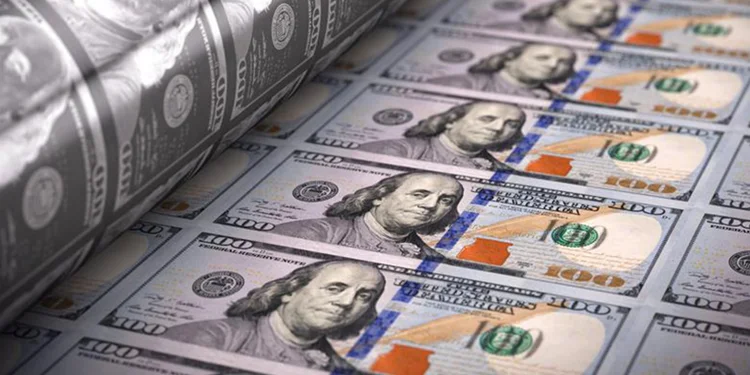 Sheet of $100 bills being rolled out