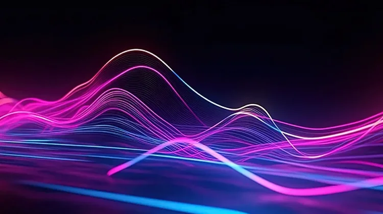 Colorful neon light waves forming dynamic flowing patterns