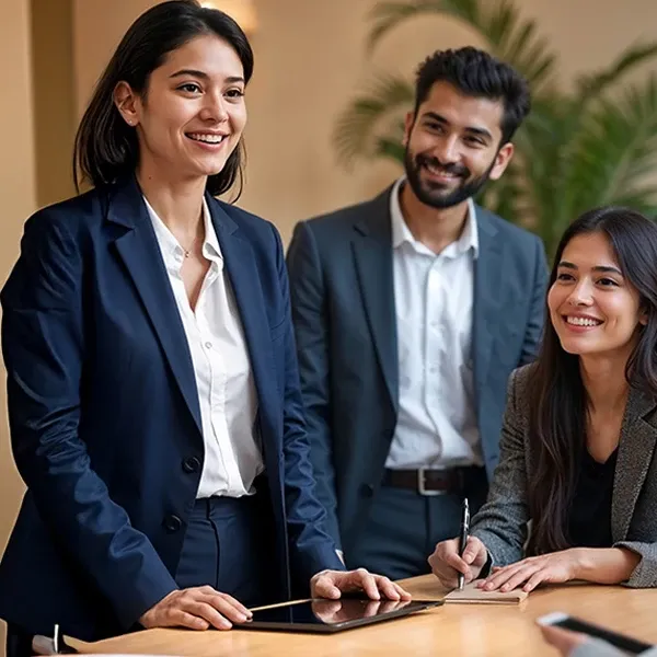 A group of colleagues smiling.