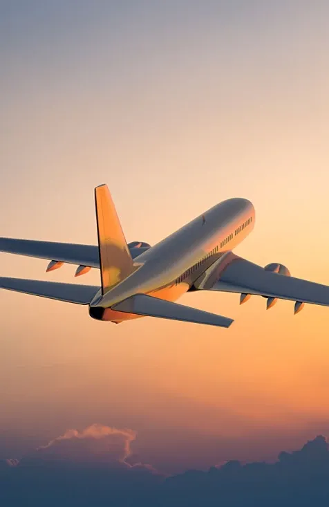 An aeroplane flying.