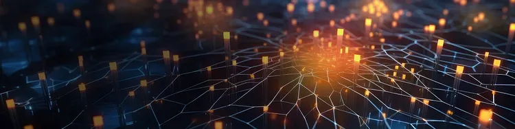 Some lines are combined to form a structure with yellow lights