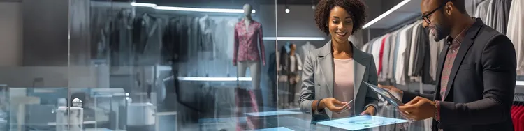 two people talking in a retail store