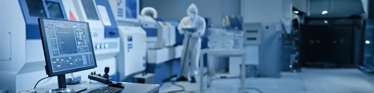 A picture of laboratory with a desktop