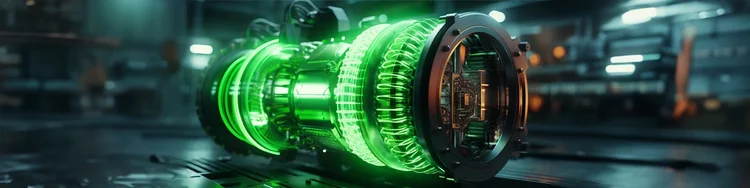 A mechanical device lightning with green color