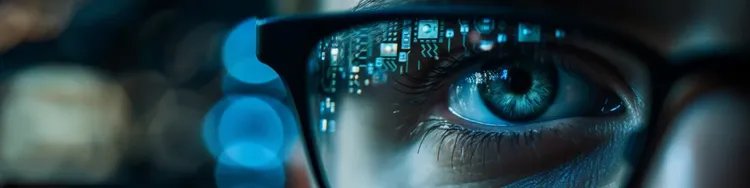 View of an eye wearing specs