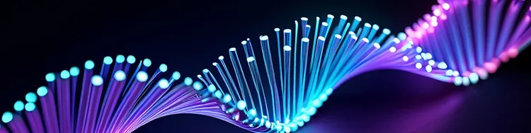 A luminous DNA wave of colorful light flows