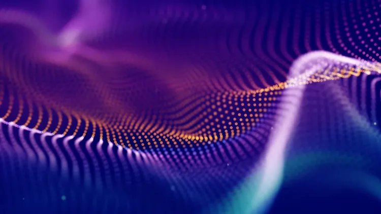 Abstract digital lines with blue and purple background.