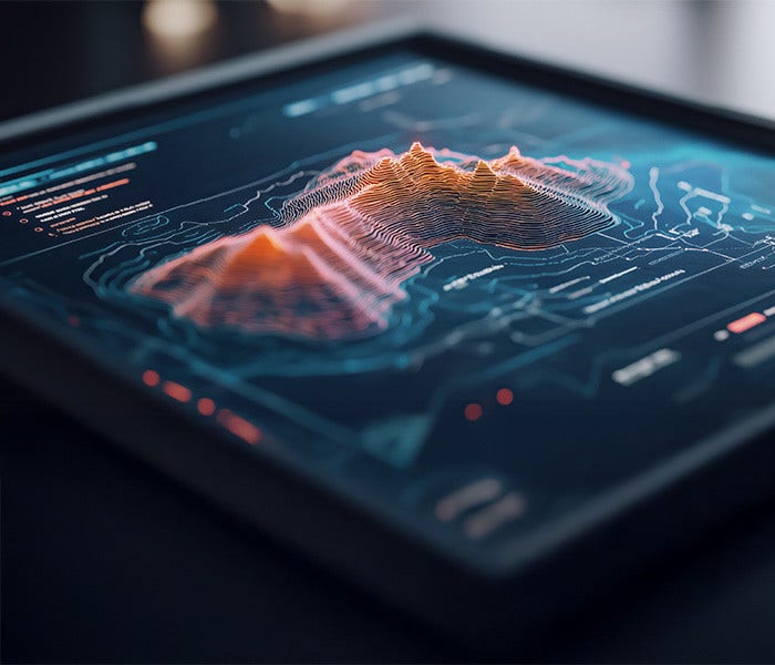 An image of a display showing scientific data map