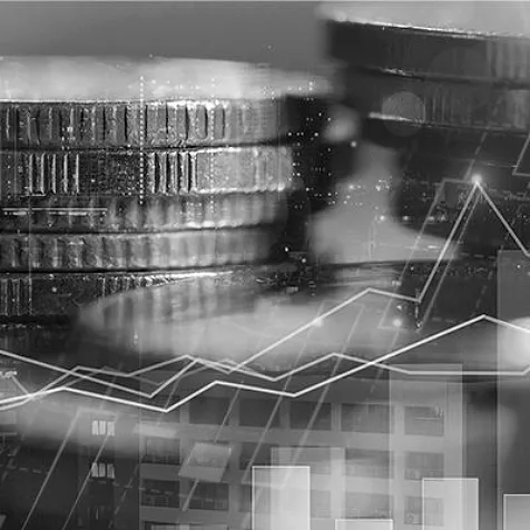 Abstract with coins and graph design