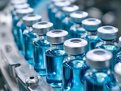 medicine bottles on the assembly line