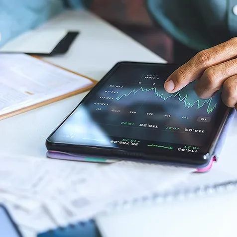 man using a tablet computer