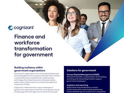 Individuals gathered for a finance and workforce transformation for a government event.