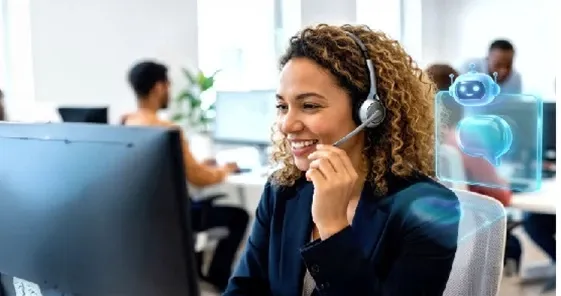 woman checking big screen
