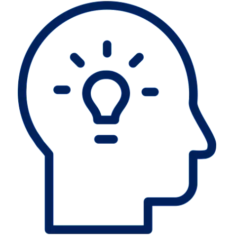 Head silhouette with a light bulb, illustrating the concept of brainstorming and generating ideas