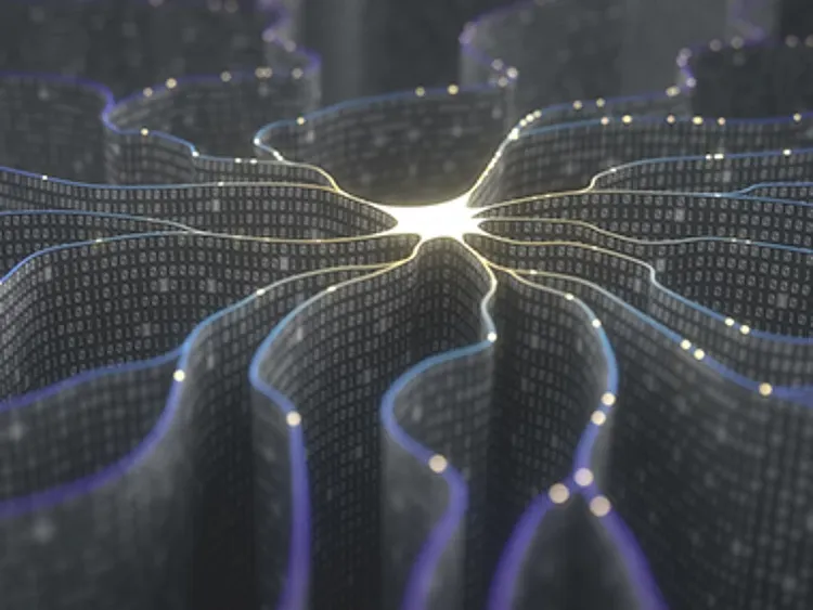 Abstract digital art depicting a nebula-like structure of data points.