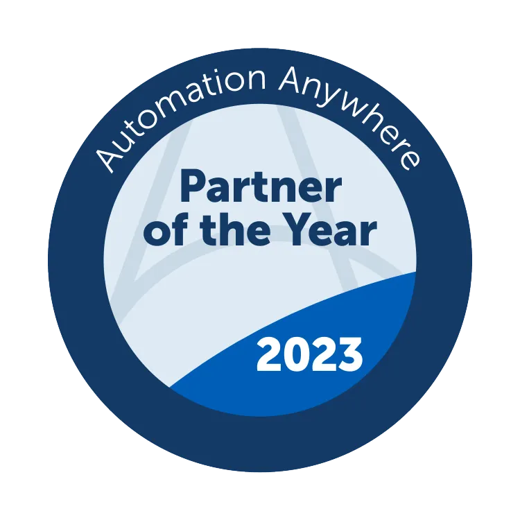 Automation Anywhere 2023 Partner of the Year badge