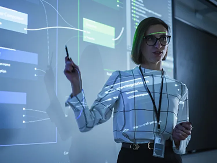 A young lady making a presentation